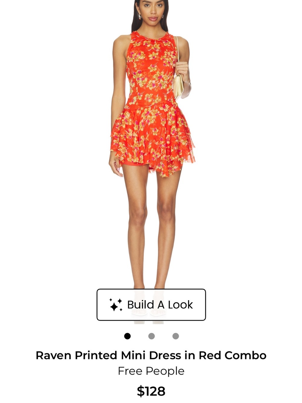 Free People Red Floral Tiered Mini Dress